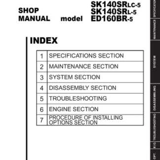 Kobelco SK140SRLC-5 SK140SRL-5 ED160BR-5 Hydraulic Excavator Shop Manual PDF Download